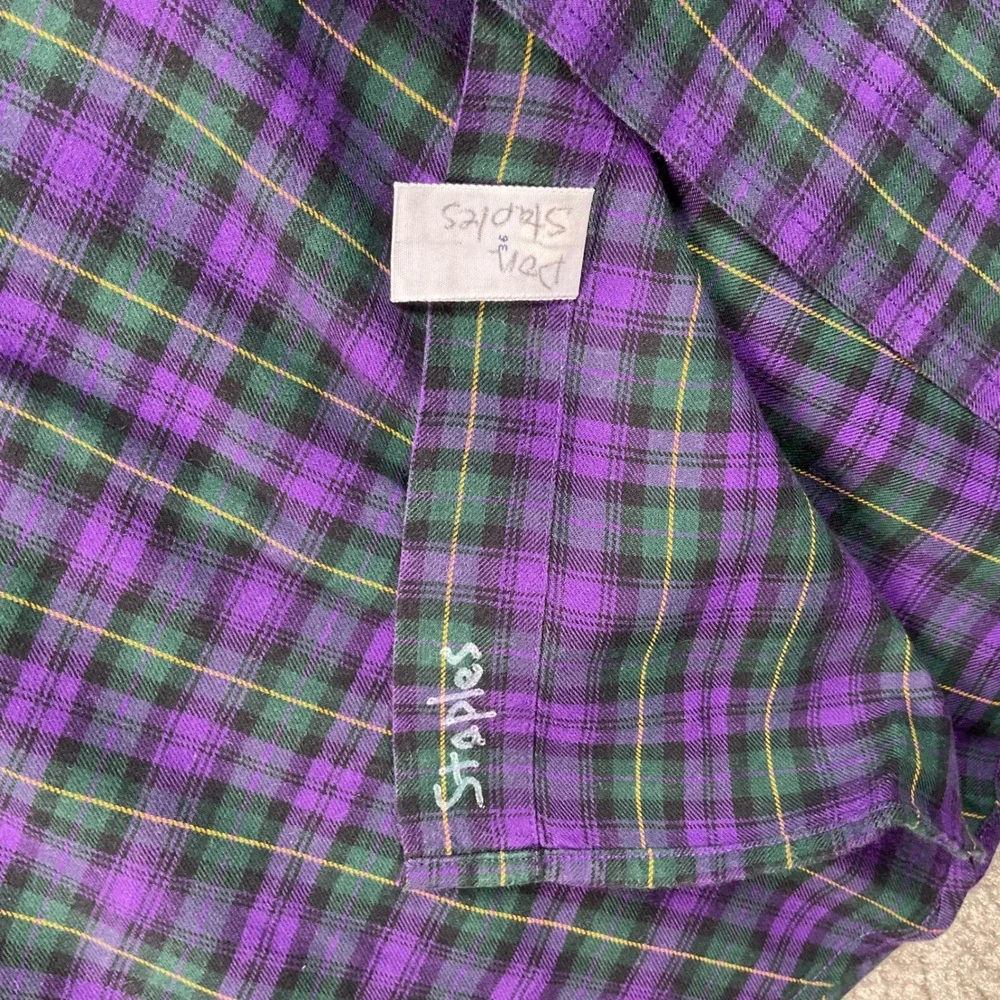 Polo Ralph Lauren Button Down Mens XL Purple Green Plaid Fair Regent Classic Fit